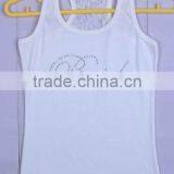 Wholesale Black Tank Tops Custom Rhinestone And Printing Design For Women thumbnail-3