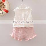 Blank Baby Clothes Top Ruffle Shorts Two Piece Set 100% Cotton Clothing for Toddlers Crushed Linen Outfit thumbnail-2