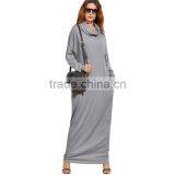 Cowl Neck Plus Size Women Clothing Long Sleeve Maxi Dress With Pockets Muslim Dress thumbnail-2