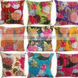Indian Handmade Kantha Cushion Covers , Cotton/boho/ Hippie/chic/ Housewarming Gift/ Birthday Gift/ Banjara thumbnail-4
