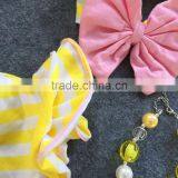 2016 Easter Design New Baby Kids Yellow Strpies Easter Girls Outfits Boutique Clothing With Matching Headband and Necklace Set thumbnail-2