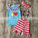 Back to School Otufits Girl Shorts Striped Pencil Heart Clothing Shorts Summer Girl Boutique Shorts With Match Accessories thumbnail-1