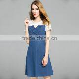 Top Quality Summer Dress for Women New Design Spliced Cowboy Demim Dress Elegant Daily A Shape Dress thumbnail-4