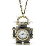 Antique Bronze Necklace Chain Robot Quartz Pocket Watch 85cm(33-1/2"),sold per Pack of 1,8seasons thumbnail-1