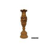 Handmade Wood Lion Jungle Flower Vase India Carving Art thumbnail-1