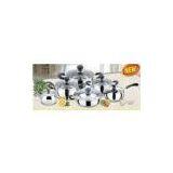 12 Piece Apple Kitchen Stainless Steel Cookware Sets With Glass Lid thumbnail-1