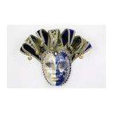 Blue Glitter Venetian Jester Mask Hand Made For Mens Mardi Gras Party thumbnail-1