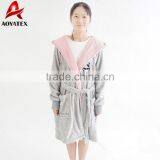 Wholesale Plush Solid Embroidery Hooded Cute Children Bathrobe thumbnail-1