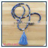 Wholesale Price Mala Prayer Beaded Blue Snowflake Gemstone Tassel Necklace