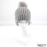 Wholesale Winter Cheap Custom Acrylic Knit Beanie Hat Cap With Pompom thumbnail-2