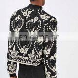 High Fashion Petite Lace Embroidered Jacket Black Color Ladies Blazer Designs thumbnail-2