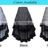 Belle Poque Striped Gathered Steampunk Vintage Gothic Style White High-Low Skirt BP000345-1 thumbnail-6
