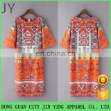 China Product African Printed Pattern Design Dresses 3/4 Sleeve Prom Dresses Designs Fat Ladies