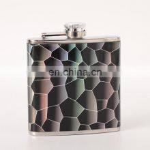 Portable Gift Box Alcohol Liquor Colour Vodka Black Blanks Wholesale Leather Hip Flask Stainless Steel 6oz thumbnail-4