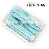 High Quality Dental Disposable Package Set Have Colorful Waterproof Dental Bib,mouth Mirror , Probe, Tweezer thumbnail-6