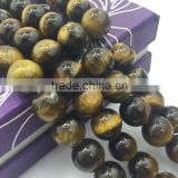 2.0mm Large Hole Hot Selling Round Yellow Tiger Eye Gemstone Loose Beads Approximate 15.5 Inch