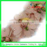 Embroidery lace trim decoration chiffon flower for girl garment