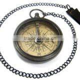 Nautical Antique Solid Brass Compass With Chain 13474 thumbnail-1