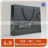 recycle glossy black paper shopping bag with logo