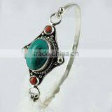 Smoothness With Style Turquoise_Coral 925 Sterling Silver Bracelet, Sterling Silver Jewelry, Silver Jewelry