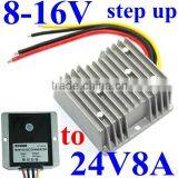 dc 8-16V 9V 12V 13.8V Step up Turn to 24V 8A 192W Power Converter Waterproof for Car Led Display,truck,etc