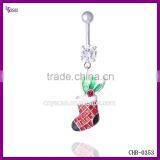 316l Surgical Steel Christmas Socks Dangling Navel Piercing Channel