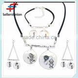 No.1 Yiwu Exporting Commission Agent Wanted Fancy Designed Necklace and Bracelet and Earrings Jewelery Set With Leather Chain thumbnail-6