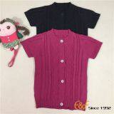 Girl Short Sleeves Cable Cardigan Sweater thumbnail-1