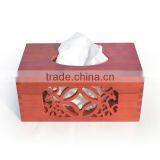 Imported High-Grade Pine Hollow Carved Flowers Napkin Box, Wooden Copper Buckle Chinese Style Tissue Box thumbnail-3