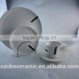 White Porcelain Copper Dinner Set Round Shape Wave Rim Design Hotel Ware and Restaurant Cheap Price thumbnail-1