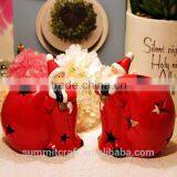 Ceramic Handmade Red Santa Christmas Candle Holders thumbnail-2