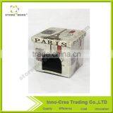 Foldable Storage Pet Ottoman, Paris Pattern thumbnail-1