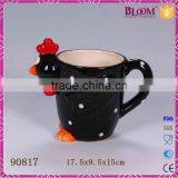 Black rooster ceramic coffe mug