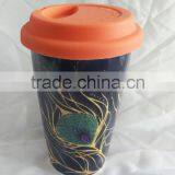 Factory Direct Ceramic Porcelain Double Wall Mug With Silicone Lid for Wholesale thumbnail-4