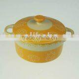 Stoneware Casserole With Hand Painted Flower Design thumbnail-1