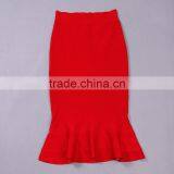 5 Colors Hot Sell New Fashion Khika Ruffles Knee Length Bandage Skirts Club Wear Fishtail Skirt Wholesale thumbnail-4