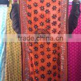 Narrow Stole Orange Hand Embroidered PHULKARI GEORGETTE DUPATTA SHAWL Stole