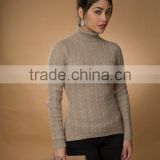!00% Cashmere Cable Knit Turtle Neck Sweater