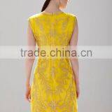 A-Line Neck Design Shinny Gold Ladies Casual Slim Fashion Dress With Zipper Black SR-D9789 thumbnail-4