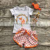 Baby Girls Summer Clothes Baby Girls Boutique Clothing Children fo Sets Girls Summer Shorts With Necklace and Headband thumbnail-1
