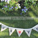 Shabby Vintage Rustic Style THANK YOU Banner, Cute Hessian Wedding Bunting Banner thumbnail-1