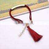 Hot Sale Adjustable Bracelet With Extended Chain Suede Fabric Bracelet With Tassel thumbnail-3