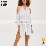 Chinese Supplier Cold Shoulder White Shirt Swimwear Woman thumbnail-1