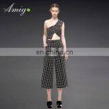 2015 New Fashion Women Irregular Elegant Check Patern Two Piece Set thumbnail-1