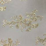 High Fashionable Design Dress Textile Embroidery Lace Fabric With Crystal thumbnail-2