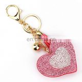 heart shape rhinestone leather keychain for bagpack