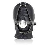 Sex Bondage Hood, Full Head PU Leather Mask With Ball Gag Sexy Adult Novelty Product thumbnail-5