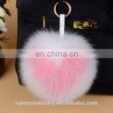 High Quality Customized fluffy Fox/Rabbit fur pom pom ball Keychain pom poms Pendant for woman cellphone/handbag/hats/Car