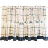 Refreshing check linen texture voile curtain for cupboard and window