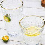 Factory Wholesale Japanese Hammer Pattern Nordic Style Drinkware Tea Coffee Mugs Tumblers Glass Tumbler Cup With Gold Rim thumbnail-2